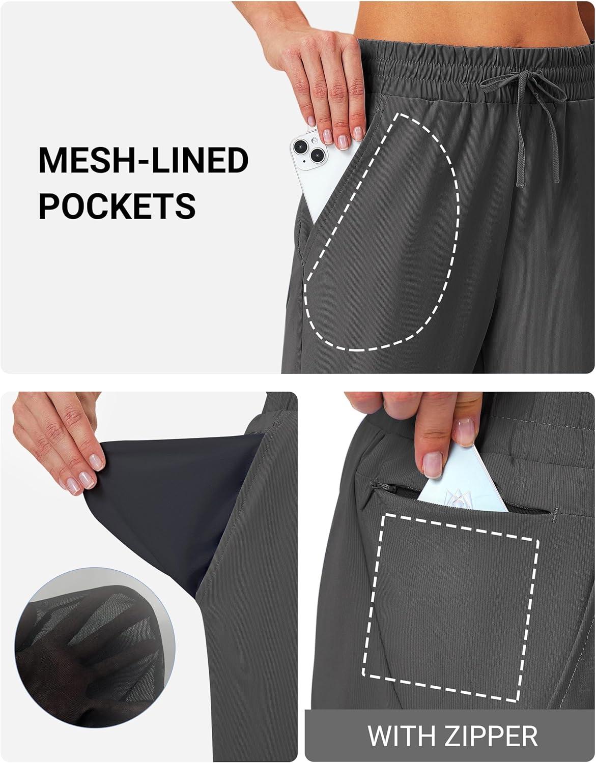 imageFitsT4 Sports Womens Swim Capris Pants 18quot Quick Dry UPF 50 Beach Modest Swimsuits Bottoms with Mesh PocketsGray