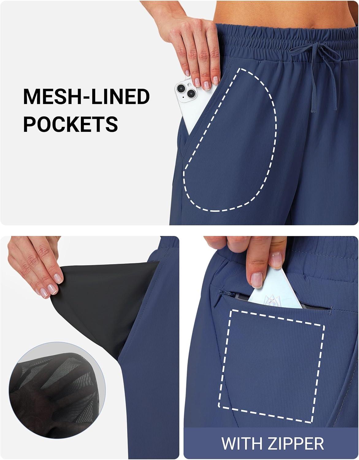 imageFitsT4 Sports Womens Swim Capris Pants 18quot Quick Dry UPF 50 Beach Modest Swimsuits Bottoms with Mesh PocketsNavy