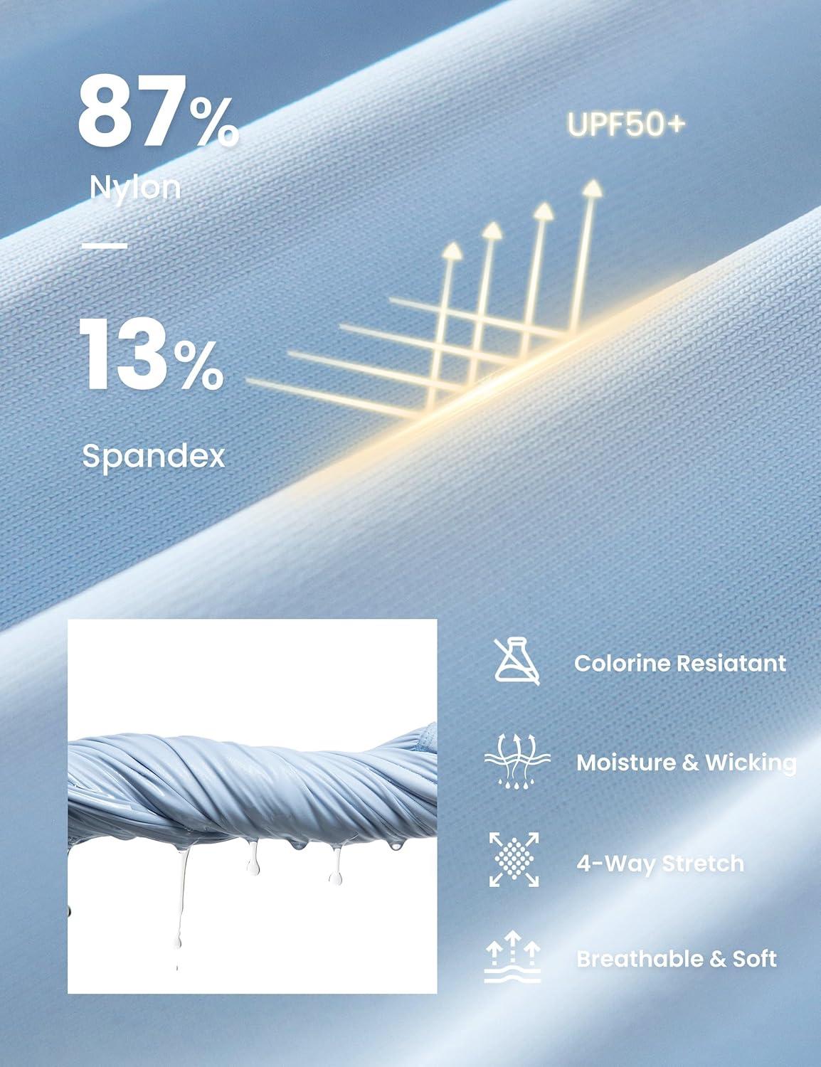 imageFitsT4 Sports Womens Swim Shorts High Waisted Board Shorts Stretch UPF50 Bathing Swimsuit Bottoms Tummy Control with LinerBlue