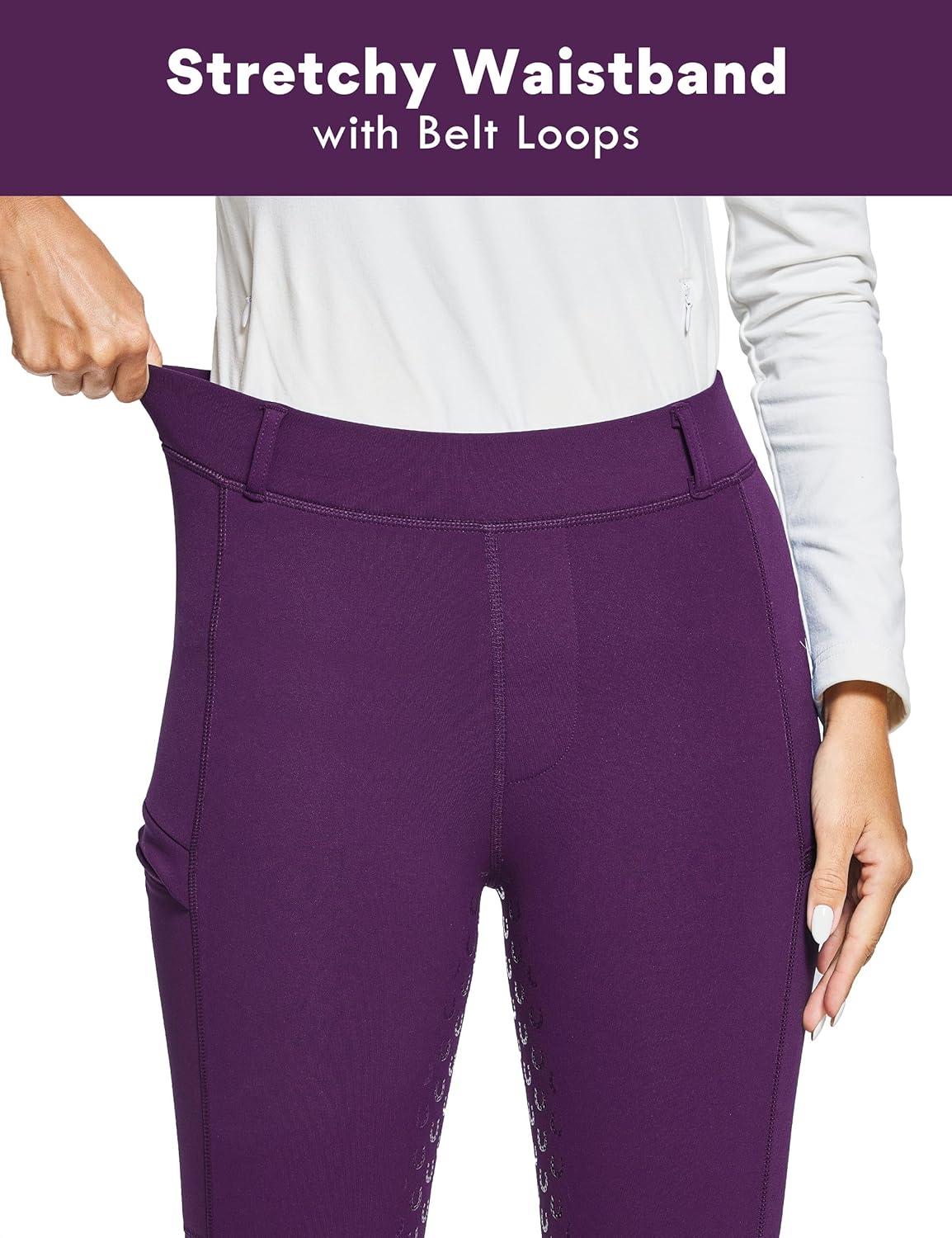 imageFitsT4 Sports Womens Winter Horse Riding Pants with Zipper Pockets Full Seat Riding Tights Fleece Lined Equestrian BreechesPurple