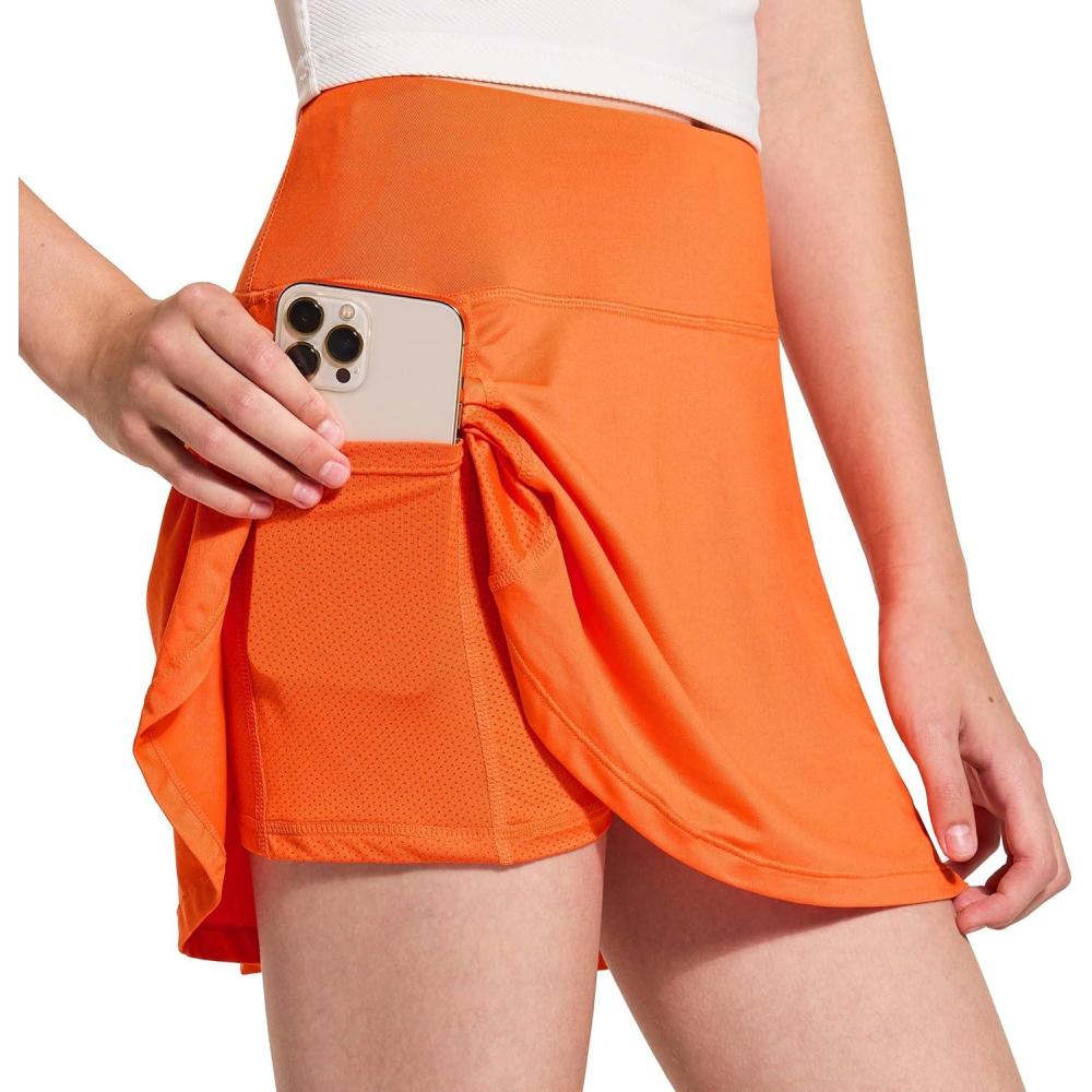 imageFitsT4 Sports Girls Golf Skirt Adjustable Waist Active Tennis Skort UPF50Orange