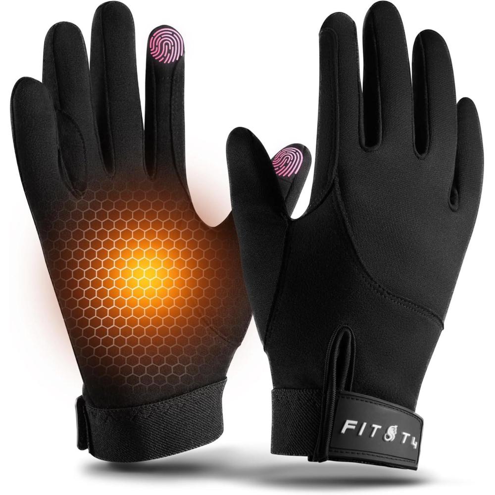 imageFitsT4 Sports Horse Riding Gloves Winter Equestrian Gloves Women Ladies Touchscreen for Outdoor Horseback Biking CyclingBlack