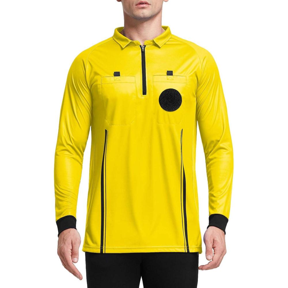 imageFitsT4 Sports Mens Pro Soccer Referee Jersey Long Sleeve Ref ShirtYellow