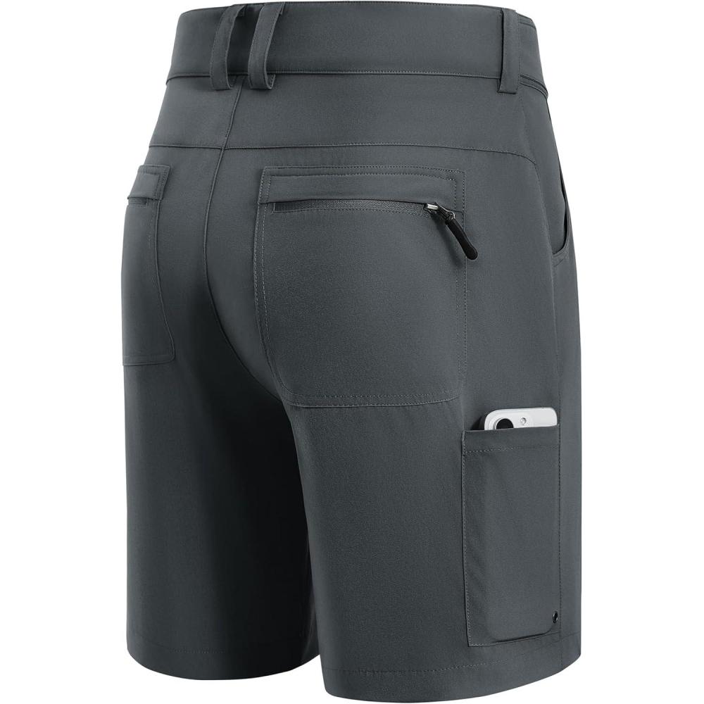 imageFitsT4 Sports Mens Shorts 7 Inch Inseam Stretch Water Resistant Hiking Cargo Shorts with Elastic WaistbandGraphite Grey