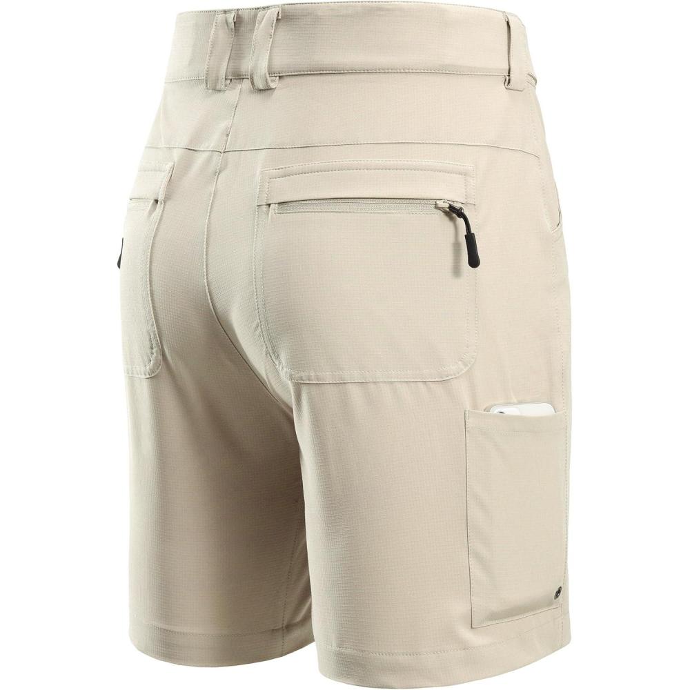 imageFitsT4 Sports Mens Shorts 7 Inch Inseam Stretch Water Resistant Hiking Cargo Shorts with Elastic WaistbandNew Kahki