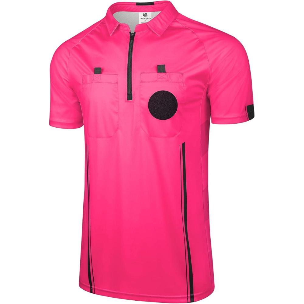 imageFitsT4 Sports Pro Soccer Referee Jersey Short Sleeve Ref ShirtsFluorescent Pink