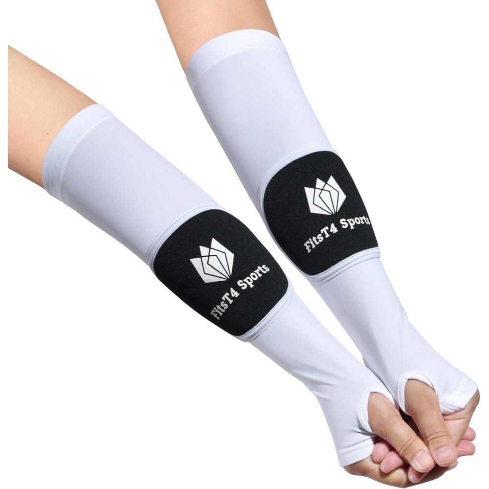 imageFitsT4 Sports Volleyball Arm Sleeves for Girls Youth Passing Sleeves w Protection Pads Thumbhole UPF 50 NonSlip GlovesWhite
