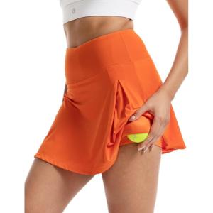 FitsT4 Sports 16″ Tennis Golf Skorts Skirts for Women 4 Pockets UPF50+ High Waisted Athletic Casual Workout Running Skirt