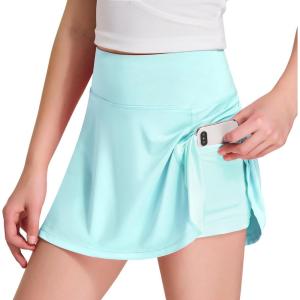 FitsT4 Sports Girl’s Golf Skirt Adjustable Waist Active Tennis Skort UPF50+(Lake Green)