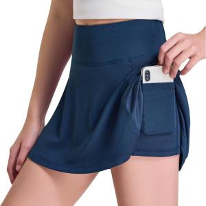 FitsT4 Sports Girl’s Golf Skirt Adjustable Waist Active Tennis Skort UPF50+(Navy)