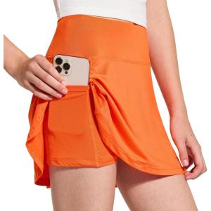 FitsT4 Sports Girl’s Golf Skirt Adjustable Waist Active Tennis Skort UPF50+(Orange)