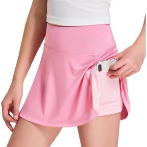 FitsT4 Sports Girl’s Golf Skirt Adjustable Waist Active Tennis Skort UPF50+(Pink)