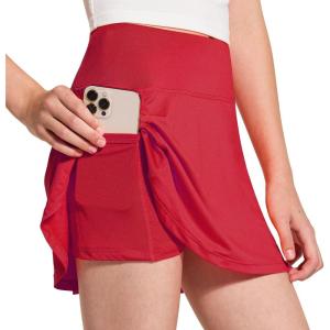 FitsT4 Sports Girl’s Golf Skirt Adjustable Waist Active Tennis Skort UPF50+(Red)