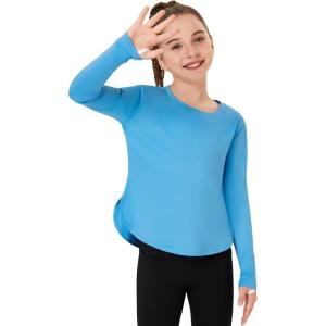 FitsT4 Sports Girls Sun Shirts Long Sleeve Rash Guard UPF 50+ UV Protection Swim Tops