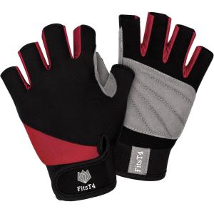 FitsT4 Sports Half Finger Padded Palm Gloves for Diving, Sailing, Jet Skiing, Stand-UP Boarding, Kayaking and Water Skiing, Suitable for Men&Women&Youth(Red)