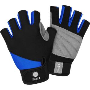 FitsT4 Sports Half Finger Padded Palm Gloves for Diving, Sailing, Jet Skiing, Stand-UP Boarding, Kayaking and Water Skiing, Suitable for Men&Women&Youth(blue)