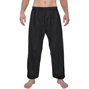 FitsT4 Sports Karate Pants 8oz Middleweight Elastic Waist Martial Arts Pants Perfect for Training or Competition, 000-5(Black)