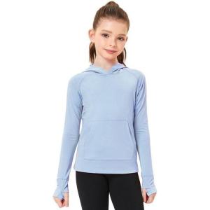 FitsT4 Sports Kids UPF50+ Sun Shirt with Pockets Thumbholes Girls Lightweight Quick Dry UV Protection Long Sleeve Hoodie(Blue)