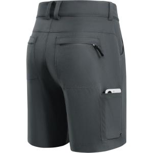 FitsT4 Sports Mens Shorts 7 Inch Inseam Stretch Water Resistant Hiking Cargo Shorts with Elastic Waistband(Graphite Grey)