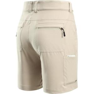 FitsT4 Sports Mens Shorts 7 Inch Inseam Stretch Water Resistant Hiking Cargo Shorts with Elastic Waistband(New Kahki)