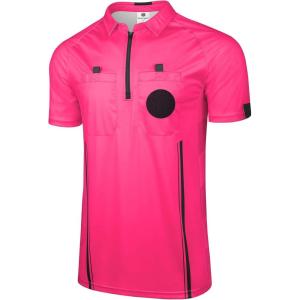 FitsT4 Sports Pro Soccer Referee Jersey Short Sleeve Ref Shirts(Fluorescent Pink)