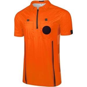 FitsT4 Sports Pro Soccer Referee Jersey Short Sleeve Ref Shirts(Orange)