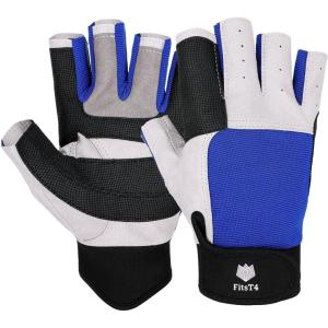 FitsT4 Sports Sailing Gloves 3/4 Finger and Grip Great for Sailing, Yachting, Paddling, Kayaking, Fishing, Dinghying Water Sports for Men and Women(Blue)