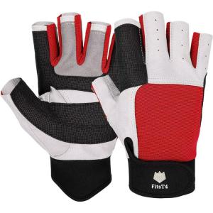 FitsT4 Sports Sailing Gloves 3/4 Finger and Grip Great for Sailing, Yachting, Paddling, Kayaking, Fishing, Dinghying Water Sports for Men and Women(Red)