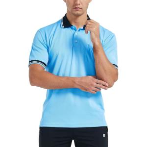 FitsT4 Sports Short Sleeve Polo Shirt Baseball/Softball Umpire Jersey/Referee Uniform – Sized for Chest Protector(Light Blue)