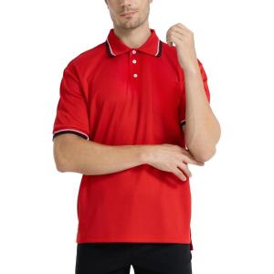 FitsT4 Sports Short Sleeve Polo Shirt Baseball/Softball Umpire Jersey/Referee Uniform – Sized for Chest Protector(Red)
