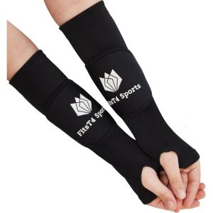 FitsT4 Sports Volleyball Arm Sleeves for Girls Youth Passing Sleeves w Protection Pads Thumbhole UPF 50 Non-Slip Gloves(Black)