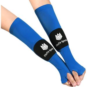FitsT4 Sports Volleyball Arm Sleeves for Girls Youth Passing Sleeves w Protection Pads Thumbhole UPF 50 Non-Slip Gloves(Blue)