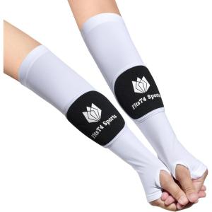 FitsT4 Sports Volleyball Arm Sleeves for Girls Youth Passing Sleeves w Protection Pads Thumbhole UPF 50 Non-Slip Gloves(White)