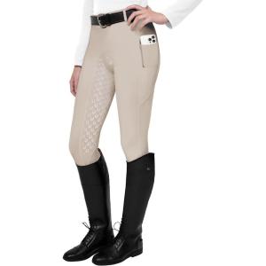 FitsT4 Sports Women’s Full Seat Riding Tights Active Silicon Grip Horse Riding Tights Equestrian Breeches(Apricot)