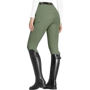FitsT4 Sports Women’s Full Seat Riding Tights with Zipper Pockets Horseback Riding Pants Equestrian Breeches for Women(Olive Green)
