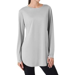 FitsT4 Sports Womens Sun Shirt Long Sleeve Running Tunic Shirts UPF50+ Moisture Wicking Workout Athletic Hiking Tops(Grey)