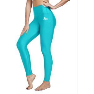 FitsT4 Sports Women’s Swimming Leggings UPF 50+ High Waisted with Pockets Swim Pants(Aqua)