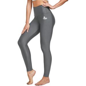 FitsT4 Sports Women’s Swimming Leggings UPF 50+ High Waisted with Pockets Swim Pants(Gray)