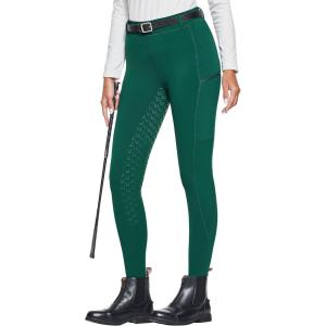 FitsT4 Sports Women’s Winter Horse Riding Pants with Zipper Pockets Full Seat Riding Tights Fleece Lined Equestrian Breeches(Dark Green)