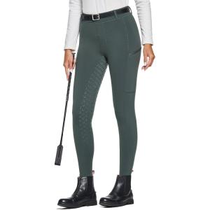 FitsT4 Sports Women’s Winter Horse Riding Pants with Zipper Pockets Full Seat Riding Tights Fleece Lined Equestrian Breeches(Grey)