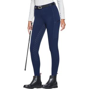 FitsT4 Sports Women’s Winter Horse Riding Pants with Zipper Pockets Full Seat Riding Tights Fleece Lined Equestrian Breeches(Navy)