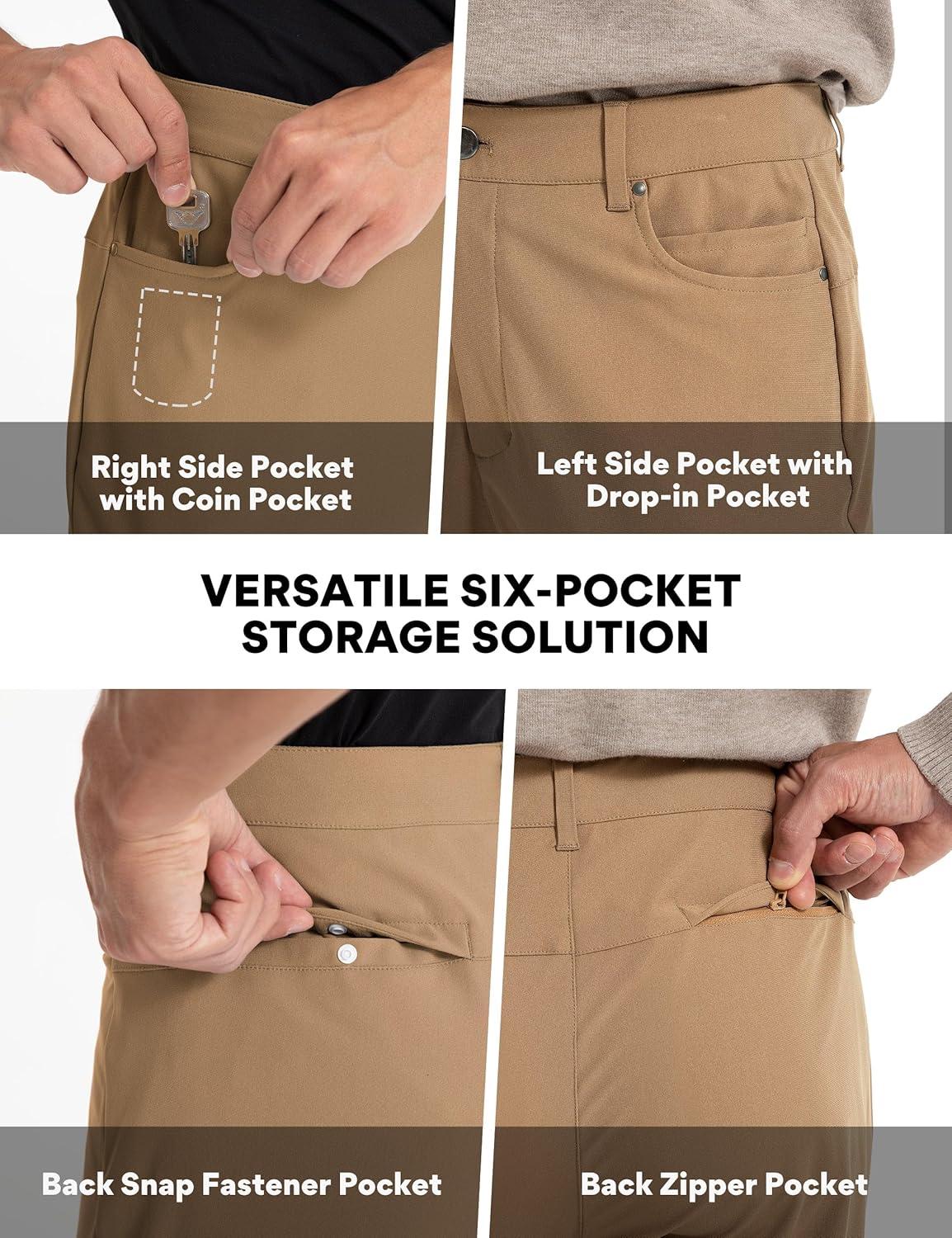 imageFitsT4 Mens Golf Pants Stretch Relaxed Fit with 6 Pockets 30quot32quot Lightweight Quick Dry WrinkleFree Dress TrouserArtifact