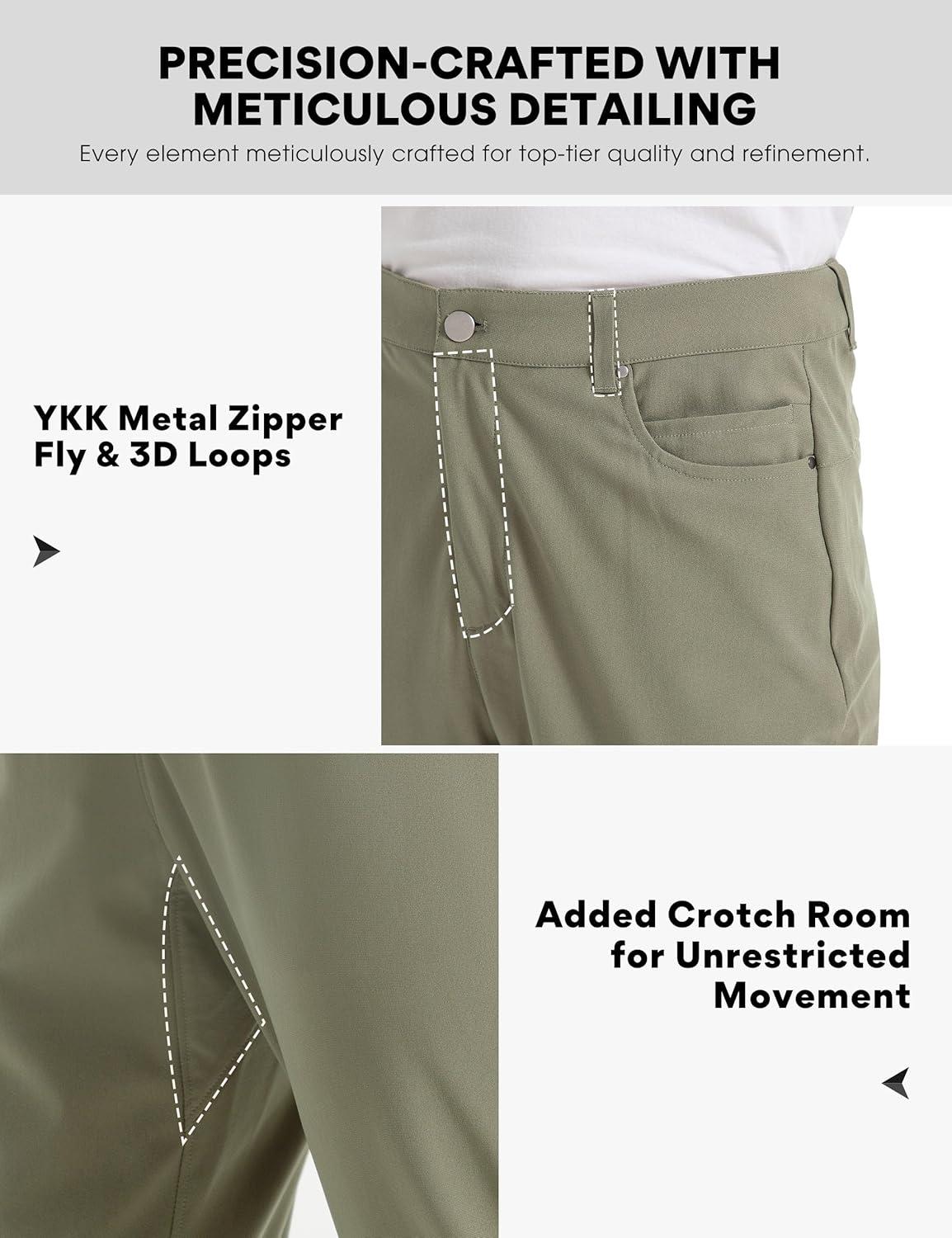 imageFitsT4 Mens Golf Pants Stretch Relaxed Fit with 6 Pockets 30quot32quot Lightweight Quick Dry WrinkleFree Dress TrouserGrey Sage