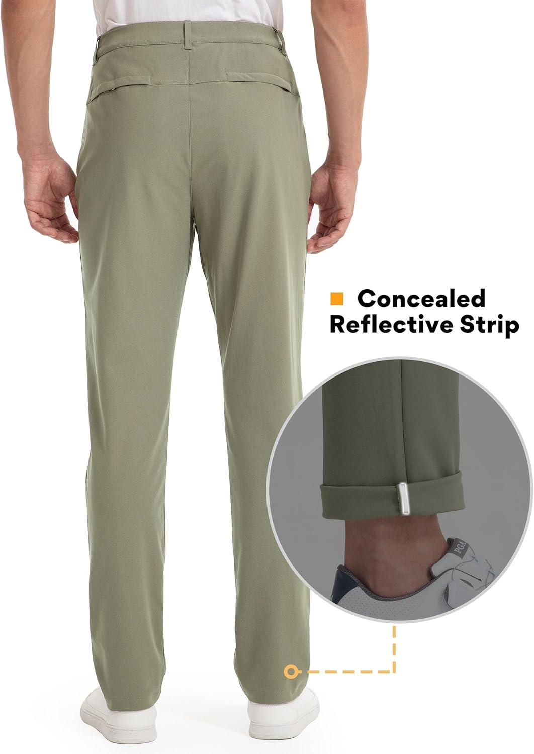 imageFitsT4 Mens Golf Pants Stretch Relaxed Fit with 6 Pockets 30quot32quot Lightweight Quick Dry WrinkleFree Dress TrouserGrey Sage