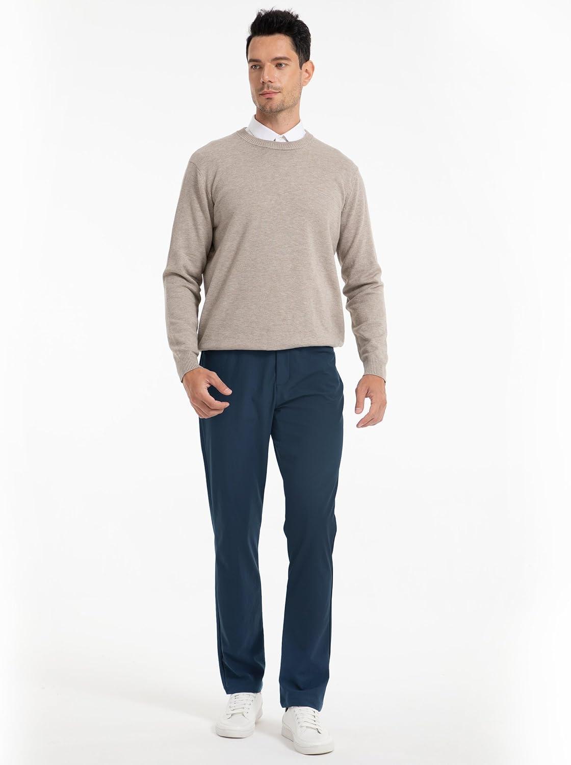 imageFitsT4 Mens Golf Pants Stretch Relaxed Fit with 6 Pockets 30quot32quot Lightweight Quick Dry WrinkleFree Dress TrouserNavy