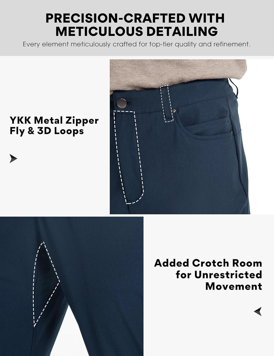 imageFitsT4 Mens Golf Pants Stretch Relaxed Fit with 6 Pockets 30quot32quot Lightweight Quick Dry WrinkleFree Dress TrouserNavy