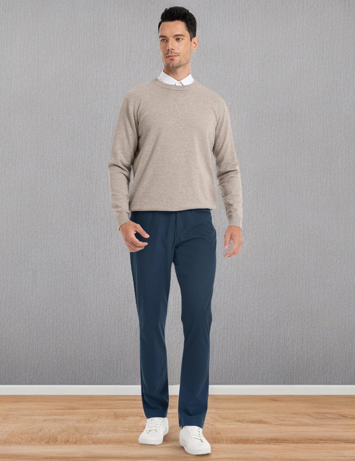 imageFitsT4 Mens Golf Pants Stretch Relaxed Fit with 6 Pockets 30quot32quot Lightweight Quick Dry WrinkleFree Dress TrouserNavy