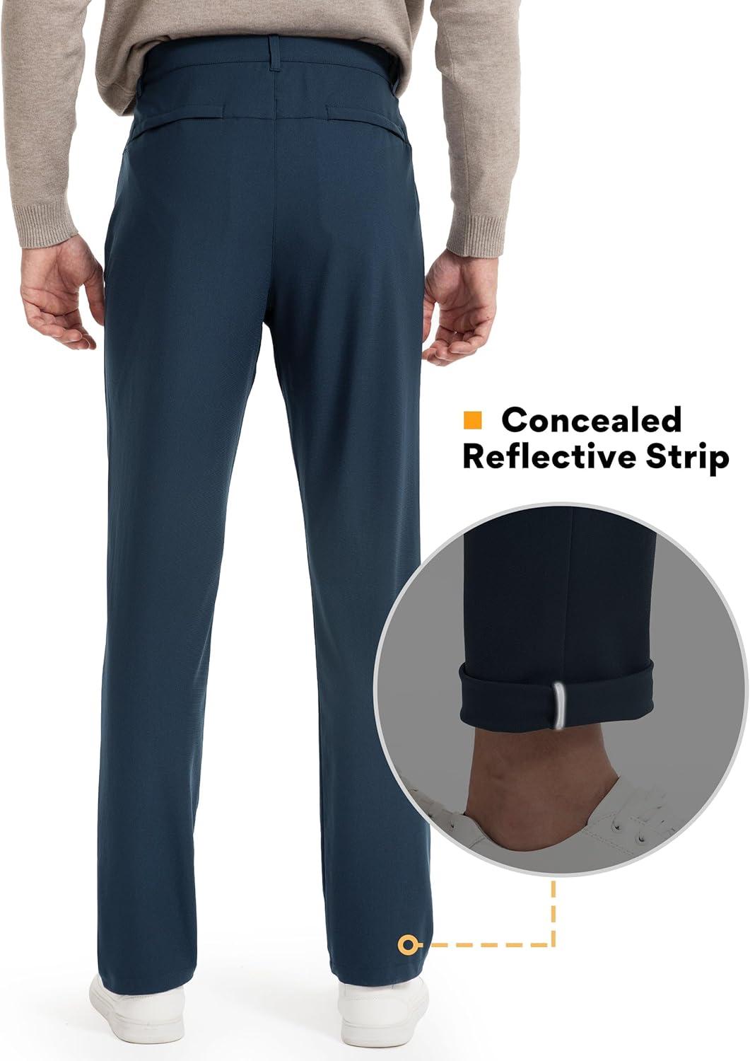 imageFitsT4 Mens Golf Pants Stretch Relaxed Fit with 6 Pockets 30quot32quot Lightweight Quick Dry WrinkleFree Dress TrouserNavy