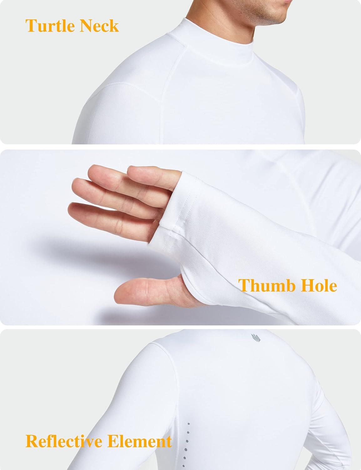 imageFitsT4 Sports Mens Thermal Fleece Lined Mock Neck Baselayer TopsWhite