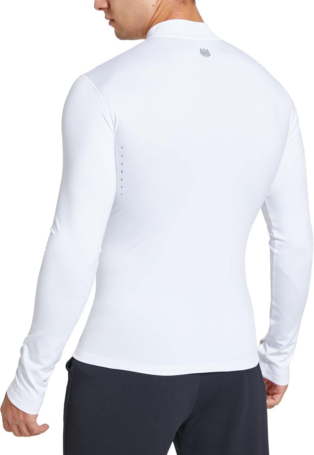 imageFitsT4 Sports Mens Thermal Fleece Lined Mock Neck Baselayer TopsWhite